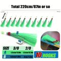 TAKBAS 1Pack/10Hooks Sabiki Bait Rig, Sea Fishing Hooks, Mackerel Lures Hooks, Freshwater & Saltwater Fishing, Fishing Tackle.