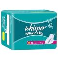 Whisper Maxi Fit Sanitary Pads (L+ Wings) 15 Pads. 