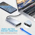 USB C HUB, USB C Adapter 11 in 1 Dongle with 4K HDMI, VGA, Type C PD, USB3.0, RJ45 Ethernet, SD/TF Card Reader, 3.5mm AUX, Docking Station Compatible.