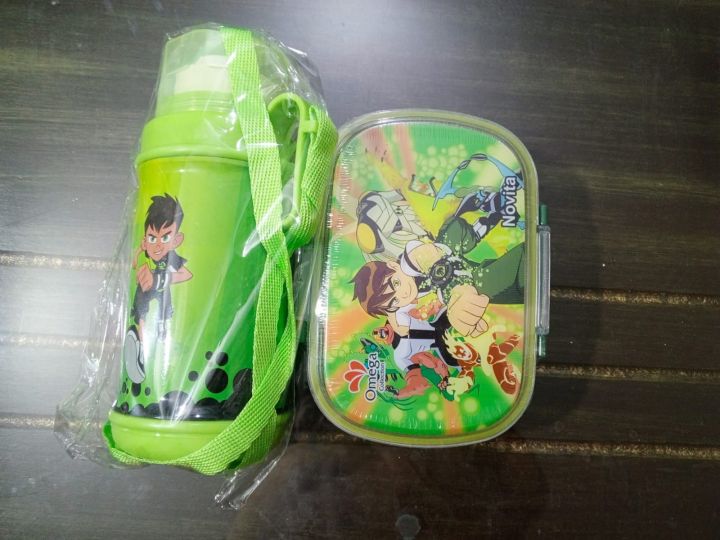 kids school lunch box and water bottle with cartoon characters, school ...