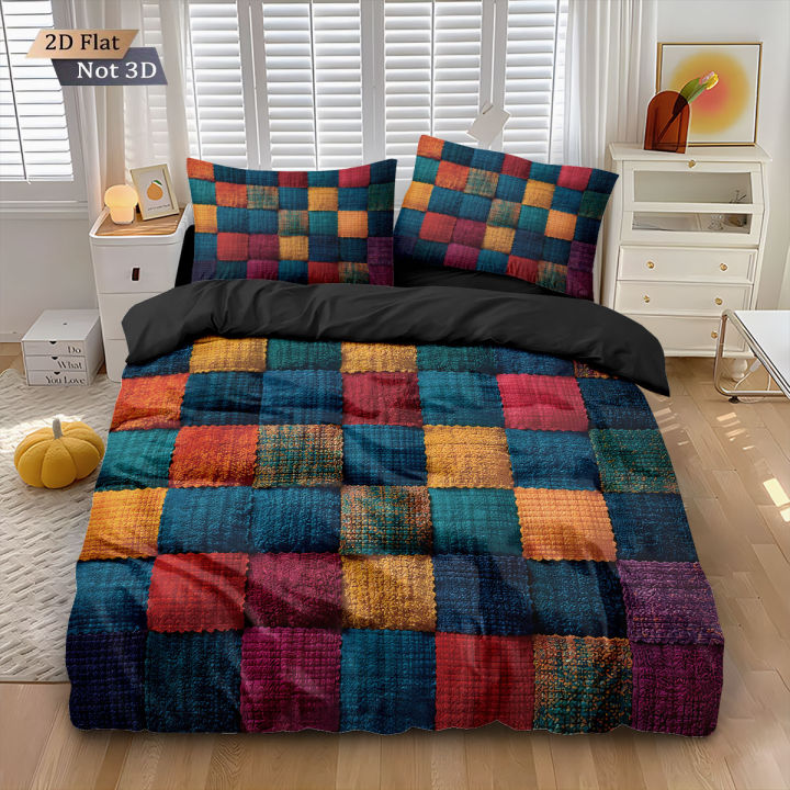 3pcs%20Color%20Block%20Splicing%20Printed%20Coreless%20Down%20Duvet%20Cover%20Set,%20Multi%20Size%20Bedroom%20Bedding%20Decoration,%20Machine%20Washable%20-%20Image%204