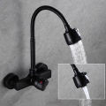 Black/Brushed Kitchen Faucet Wall Mount 2 Function Hot and Cold Water Sink Faucet 360 Degree Rotating Sprayer Faucet.
