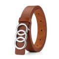 1pc New Women's Belt Fashion Silver Three Circle Buckle Belt Versatile Personalized PU Leather Belt Paired With Jeans Lady Belt. 