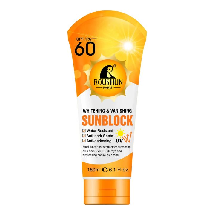 Sunblock Roushun whitening & vanishing SPF 60. 180ml.