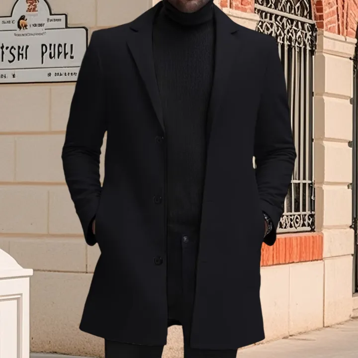 Men's%20Wool%20Pea%20Coat%20Solid%20Color%20Lapel%20Collar%20Single%20Breasted%20Jacket%20Warm%20Mid%20Length%20Winter%20Trench%20Coat%20-%20Image%203