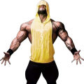 Muscle men's sports vest fitness top sleeveless vest men's fitness running sports casual comfortable refreshing hooded vest.