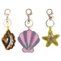 Beaded Patch Sequin Rhinestones Crab Starfish Seashell Conch Keychain For Embellishing Bag Charm Decor. 