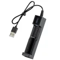 1 Slot Charger Rechargeable Lithium Battery for 16340 14500 18650 26650 3.7V Lithium Battery USB Fast Charge. 