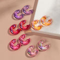 New Iridescent Acrylic Chunky Circle Earring Hoops for Women Transparent Geometric Huggies Earrings Korean Fashion Jewelry .