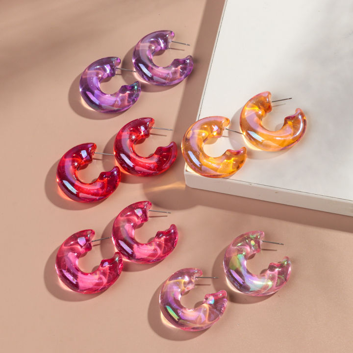 New%20Iridescent%20Acrylic%20Chunky%20Circle%20Earring%20Hoops%20for%20Women%20Transparent%20Geometric%20Huggies%20Earrings%20Korean%20Fashion%20Jewelry%20%20-%20Image%204