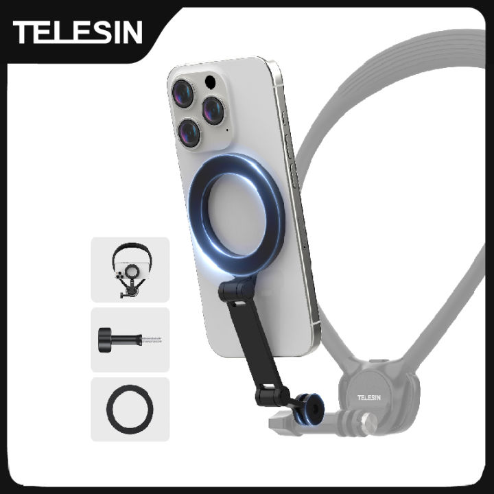 TELESIN Mobile Phone Magnetic Stand For Iphone 16 15 14 13 12 Andriod Phone Two Claw Adapter For Smart phone Magnetic mount