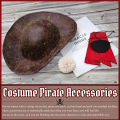Renaissance Pirate Hat for Adult Brown Faux Leather Tricorn Hat for Men Women Halloween Cosplay Pirate Costume Accessories. 