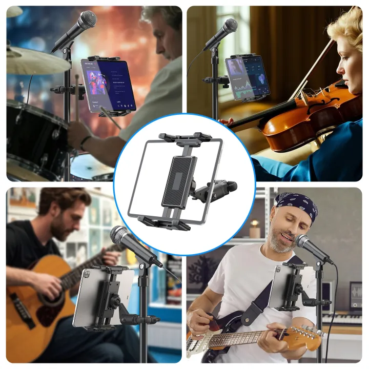 Microphone%20Music%20Stand%20Tablet%20Holder%20for%20iPad%20and%20Smartphone%20for%20Shee%20Music%20Fits%20Devices%20from%20Screen%20Size%204.7%20to%2012.9%20Inches%20-%20Image%207