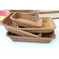 Hand-woven Imitation Rattan Wicker Basket Rectangular Storage Box Fruit Tea Snack Bread Basket Cosmetic House Kitchen Supplies. 