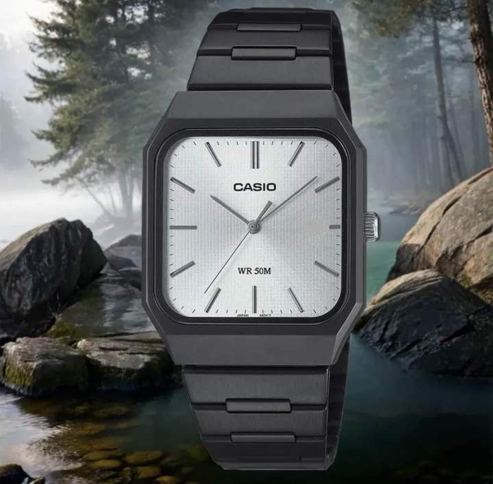 Casio Black Addition , Analog Stainless Steel strap men’s  Quartz watch
