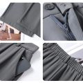Women Fashion Suit Pants Lady Breathable Baggy High Waist Wide Leg Trousers Lady Straight Leg Gray Classic Office Long Pants.