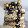 Black Gold Balloon Garland Arch Kit Confetti Latex Balloon Happy 18 30 40 50 Year Old Birthday Party Decor Adults Anniversary. 