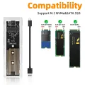 M.2 NVME PCIe NGFF SATA Dual Protocol SSD Case Clear USB Type C 10Gbps PCI-E M2 SSD Transparent External Enclosure Hard Disk Box. 