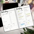 Undated 7 Days Weekly Planner Notebook with Hourly Schedule, Meal Plan, Expense Tracker, and Water Intake Tracker. 