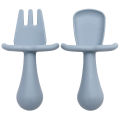 2Pcs/Set BPA Free Silicone Mini Fork Spoon Baby Learning Feeding Solid Food Children's Tableware Training Utensils For Newborn. 