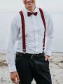 Adjustable Suspenders With Matching Bow Tie For Men/Women. 