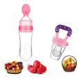 2 Pes Baby Fruit Feeder Squeeze Feesing Bottle Set Silicone Teething Pacifier Kids Training Food Dispensing Spoon Feeder. 