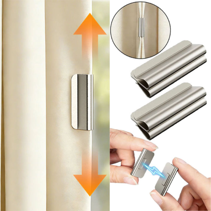 No Drill Magnetic Curtain Clips - Blackout Light-blocking Fasteners for Home Dorm, Reusable Window Drape Holders