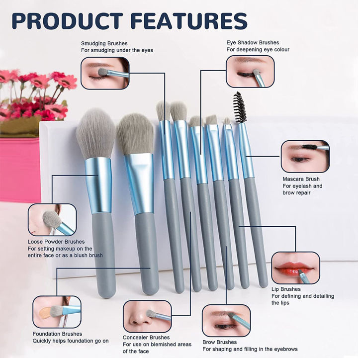 Makeup%20Brush%20Set%20Of%208%20Pcs%20%E2%80%93%20Soft%20Bristles%20Cosmetic%20Brushes%20for%20Foundation,%20Blush,%20Eyeshadow,%20Contour,%20Blending%20%E2%80%93%20Professional%20Beauty%20Tools%20Kit%20for%20Women%20&%20Girls%20%E2%80%93%20Portable%20&%20Lightweight%20-%20Image%202