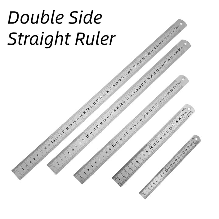 Stainless Steel Double Side Straight Ruler Centimeter Inches Scale