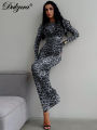 Dulzura 2024  Elegant Maxi Dress Printed Leopard Long Sleeve Dresses Women Clothes Y2K Lady Party Club Streetwear Holiday. 