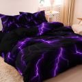 3Pcs Lightning Thunder Pattern Print Duvet Cover Bedding Set Soft Breathable For Four-seasonBedroom Dormitory Decorative. 