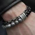 1 Piece Punk Simple Temperament Black Beaded Chain with Natural Stone Beaded Chain Bracelets MEN'S FASHION Items Holiday Travel. 