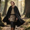 Velvet Hooded Cloak Medieval Renaissance Cape with Hood for Men Women Halloween Costume.