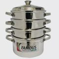 Famous Big Stainless Steel 3 Step Momo Cooking Pot. 