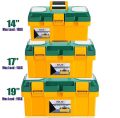 Solid High Quality Tool Box with Tray - 14, 17, 19 Inch - 2 component box. 