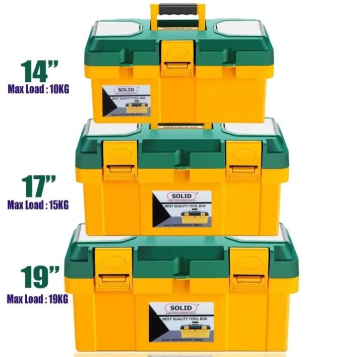 Solid High Quality Tool Box with Tray - 14, 17, 19 Inch - 2 component box