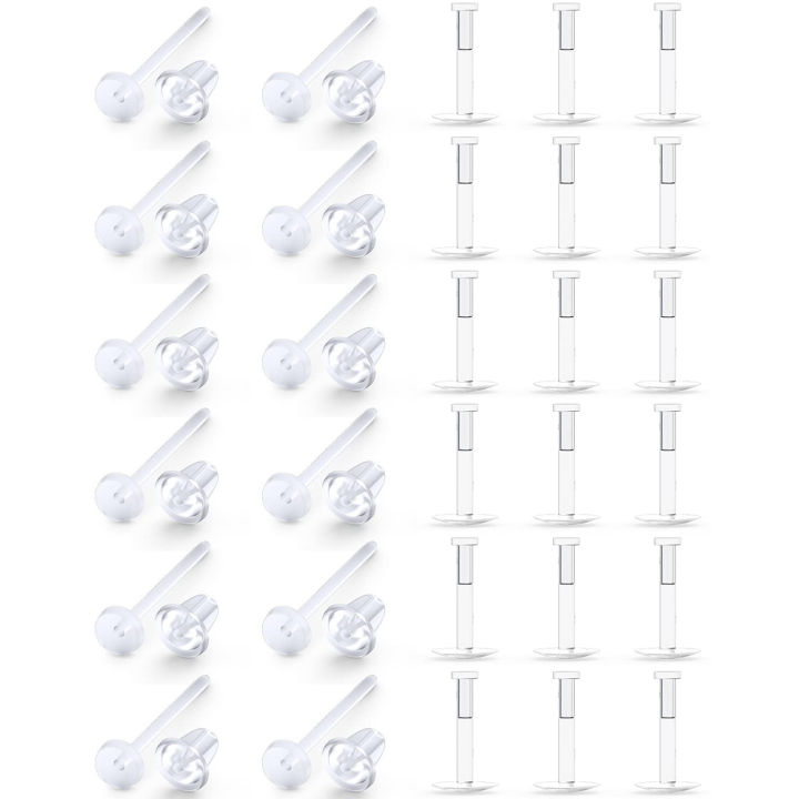 Invisible Plastic Earring Posts Clear Ear Hole Retainer Earring Studs Clear Ear Spacers Cartilage Piercing Jewelry for Men Women