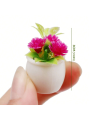 1/12 Dollhouse Miniature Potted Plant, Realistic Greenery & Flower Decor Model, Random 4pcs.