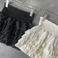 Streetwear Ruffles Mini Skirts Women Sweet Kawaii High Waist Lace A Line Skirt Summer Korean Fashion Black Ball Gown Skirts. 