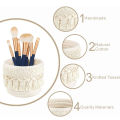 LMETJMA Macrame Makeup Organizer Boho Wicker Pencil Holder Makeup Brush Holder Organizer Comb Brushes Mini Storage Basket.