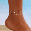 【Latest Style】 Simple Heart Female Anklets Barefoot Crochet Sandals Foot Jewelry Leg New Anklets On Foot Ankle Bracelets For Women Leg Chain. 
