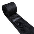 Barry.Wang Black White Gray Silver Men Tie Handkerchief Cufflinks Set Jacquard Necktie for Male Wedding Business Party Gift.