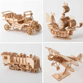 DIY 3D Wooden Puzzle for Assembly Puzzle Laser Cutting Sailing Ship Biplane Steam Locomotive Train Toy DIY Kit for Adults Child. 