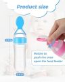 Baby Spoon Feeder - 90ml Silicone Baby Feeding Bottle With Spoon Newborn Infant Squeeze Spoon Toddler Food Supplement Rice Cereal Bottle Milk Feeder. 