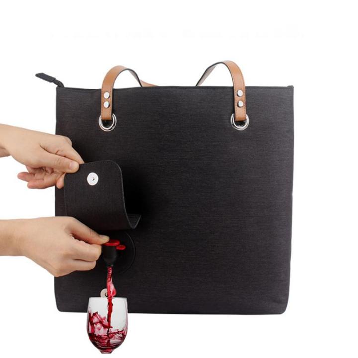 Camping Wine Bag With Hide Drink Dispenser Insulated Wine Handbag Portable Keep Cool Wine Carrier For Camping Beach Accessories