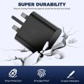 Original Samsung 25W UK Plug Super Fast Charger UK 3 Pin Usb Type C Cargador Cable For Galaxy Z Flip Fold 5 4 3 S24 S21 Note 20 10 Ultra A54 A70,50/A80/A80,A71,A72,A73,A51,A52,A53,A31,A32,A33,A04 ,A02s Samsung All Model Sported,. 