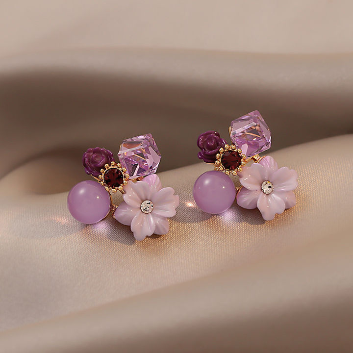 Purple%20Crystal%20Flower%20Stud%20Earrings%20For%20Woman%20%20Korean%20Fashion%20Jewelry%20Wedding%20Party%20Girl%20Elegance%20Set%20Accessories%20-%20Image%205