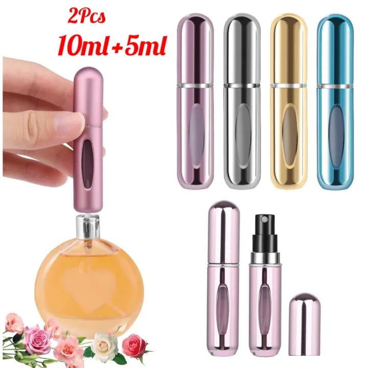 2pcs Travel Refillable Perfume Atomizer Bottles, 5ml and 10ml Mini Pump ...