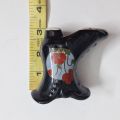Porcelain Shoe Miniature Black  with red Flowers Boot for home decoration / shoes for home decor. 