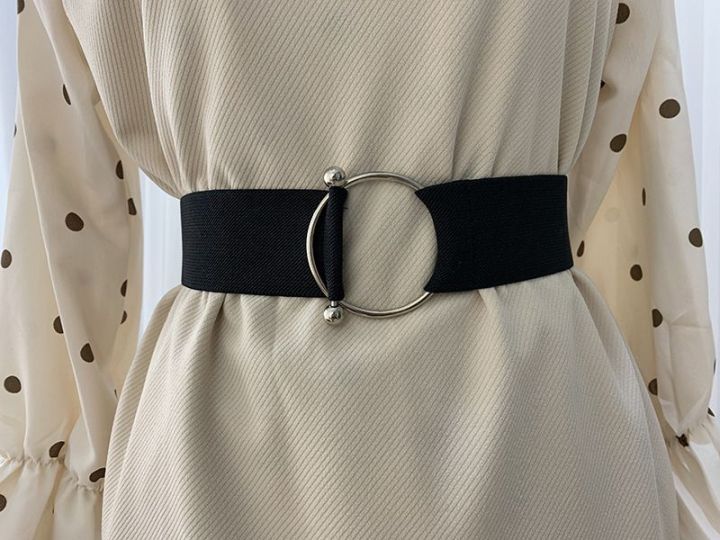 Women Elastic Band Wide Belts Simple Down Coat Waist Belt